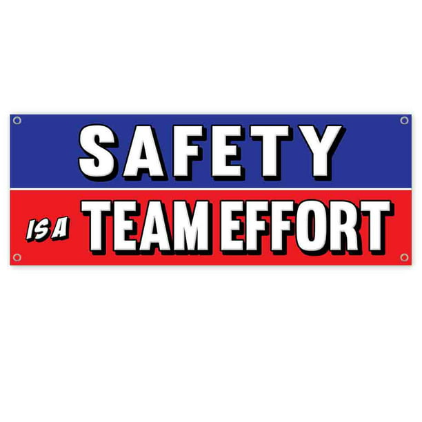 15” x 36” New Advertising Safety is A Team Effort Banner 13 oz Heavy Duty Vinyl Safety Banner Sign with Metal Grommets Banner Store B 